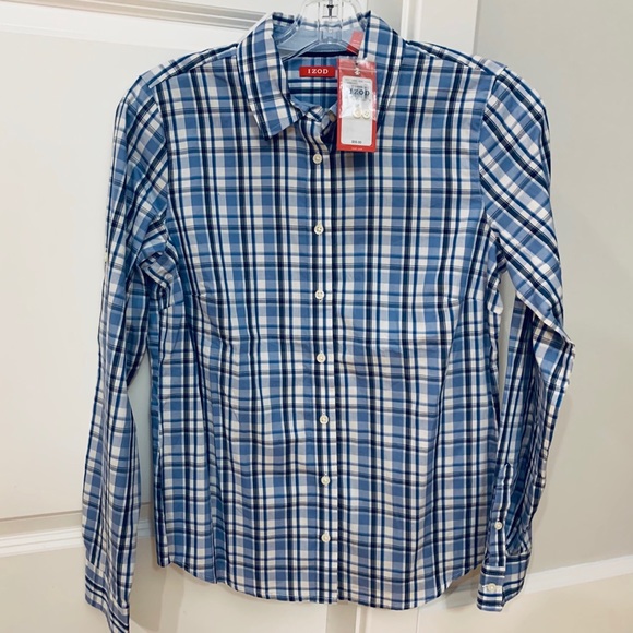 NEW Izod Golf Women S Plaid Button Roll Tab Shirt - Picture 2 of 8